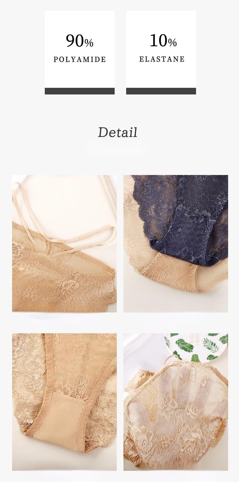 6-packSheer lace contouring briefs ultra-breathable low-cut design with hypoallergenic cotton crotch, sensual lift effect