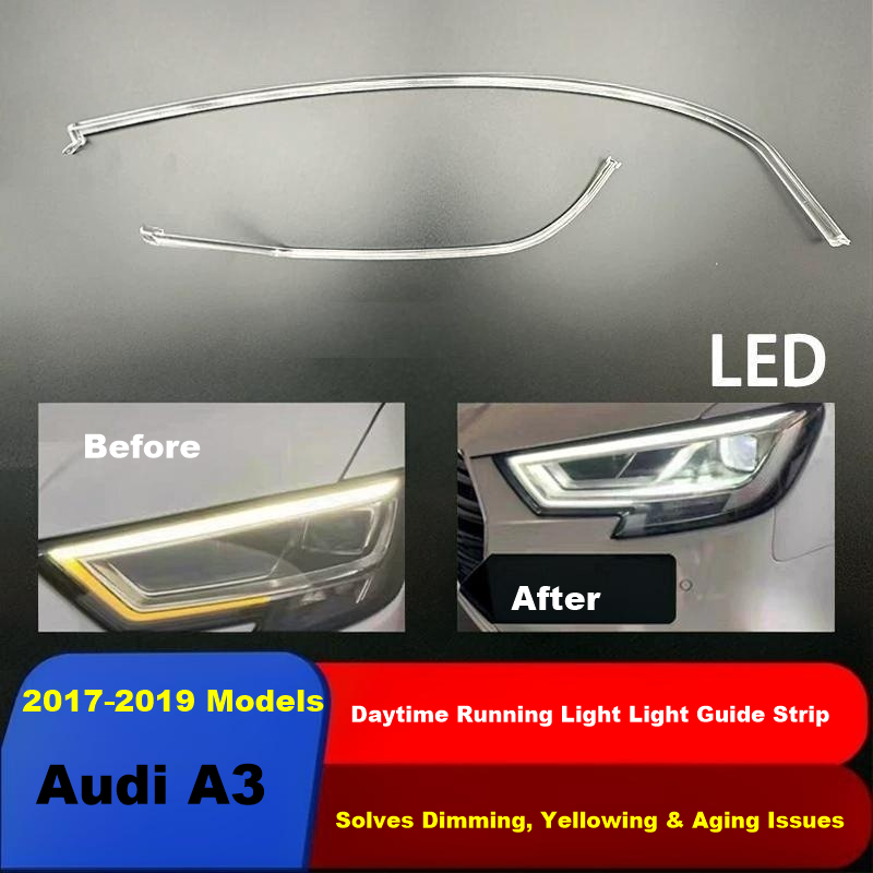 Audi A3 2017‑2019 LED DRL Light Guide Strip 4PCS Non‑Matrix Headlight Left Right Pair Replacement