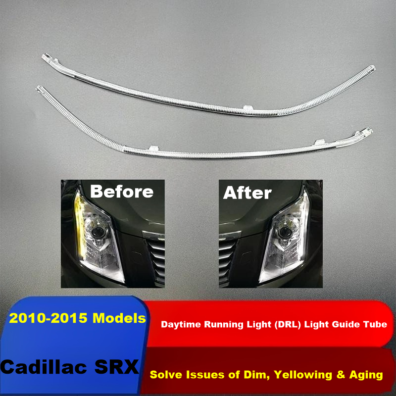 New DRL light guide tube pair for 2010-2015 Cadillac SRX left and right headlight replacement