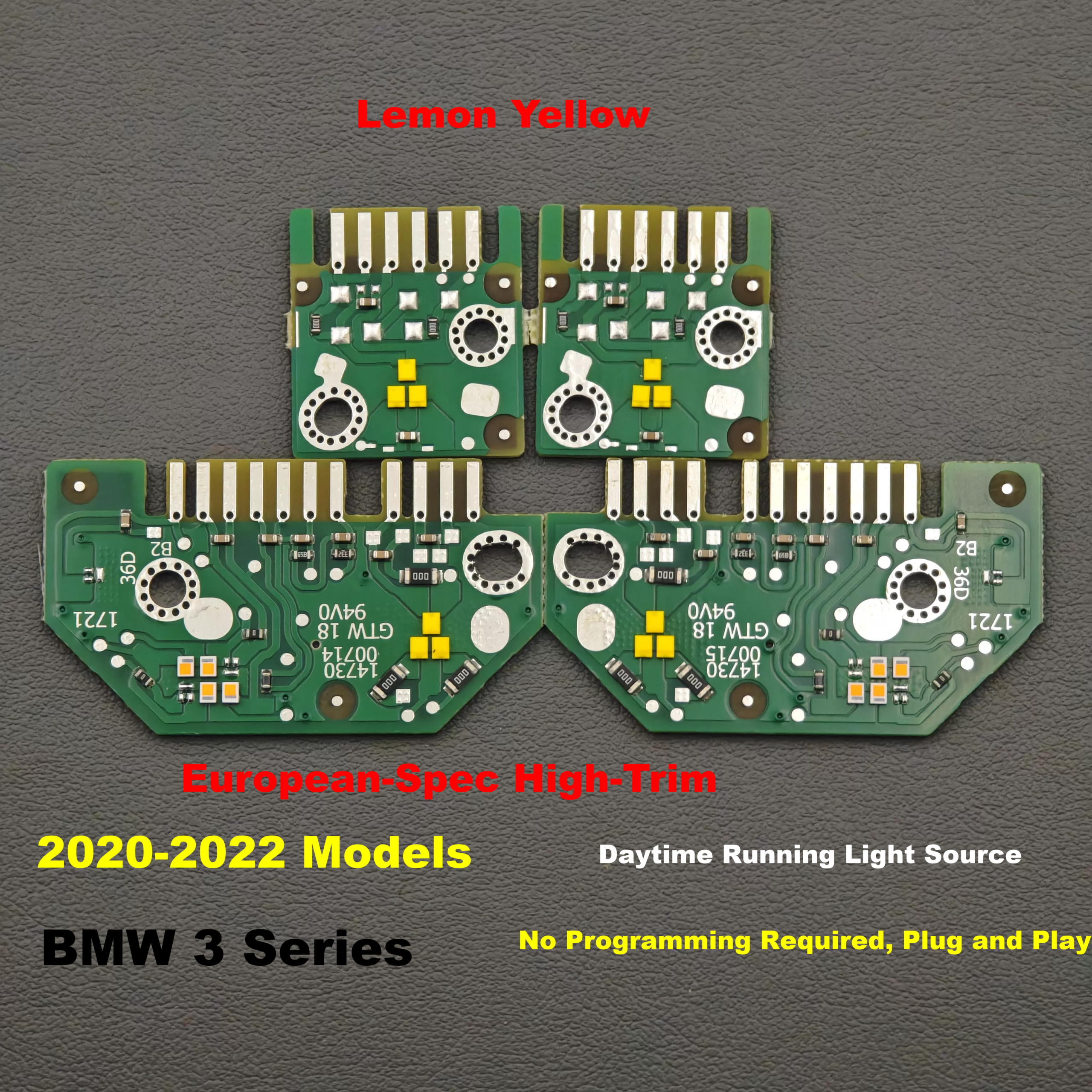 4Pcs Lemon Yellow DRL LED Source Board for 2020-2022 BMW 3 Series G20 G28 Euro High Trim Laser Headlight, Plug and Play No Programming