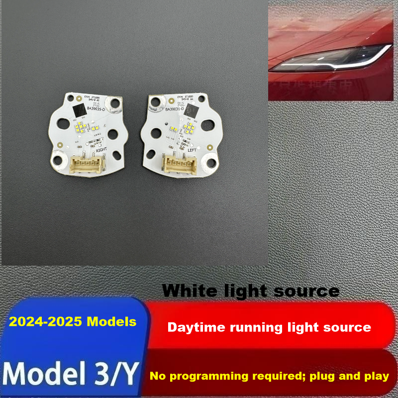 White light source for Tesla Model 3/Y 2024-2025, plug and play DRL upgrade, pair included